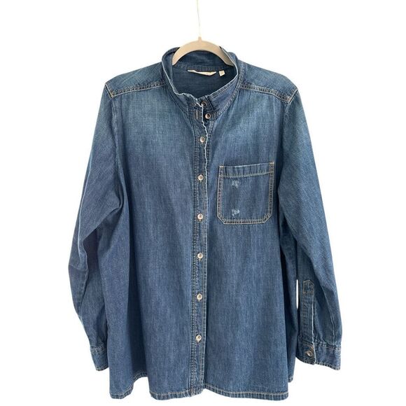 Soft Surrounding Women's Long Sleeve Button Up Denim Shirt Blue Size 1X - Picture 5 of 7